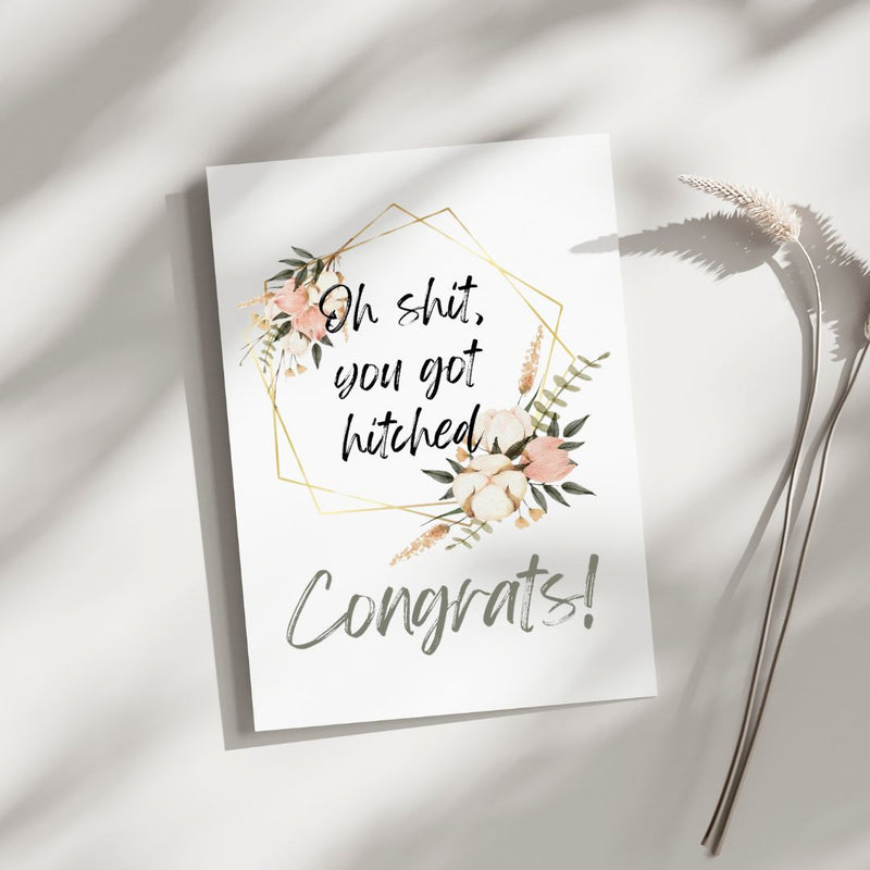 You got Hitched - Blank Greeting Card
