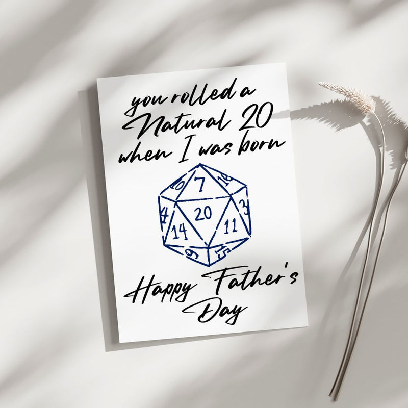 Nat 20 Father - Blank Greeting Card