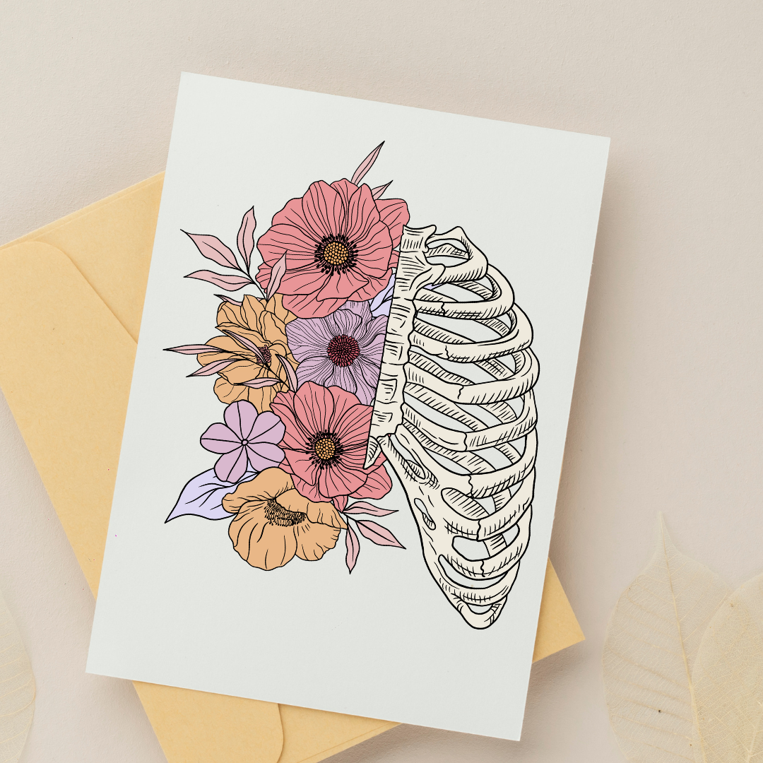 Floral Ribcage - Blank Greeting Card - Urban Sprouts