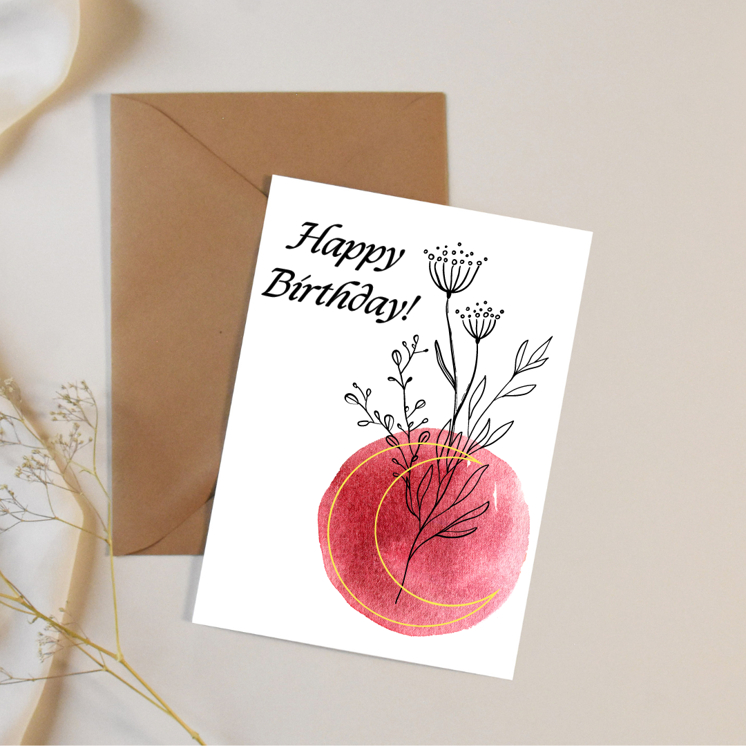 Happy Birthday Botanical Moon - Blank Greeting Card - Urban Sprouts