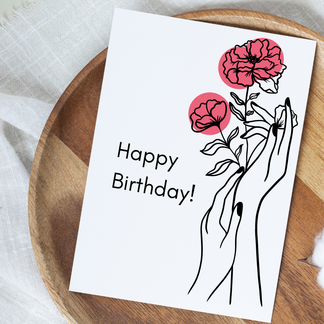 Happy Birthday Flower Hands - Blank Greeting Card - Urban Sprouts