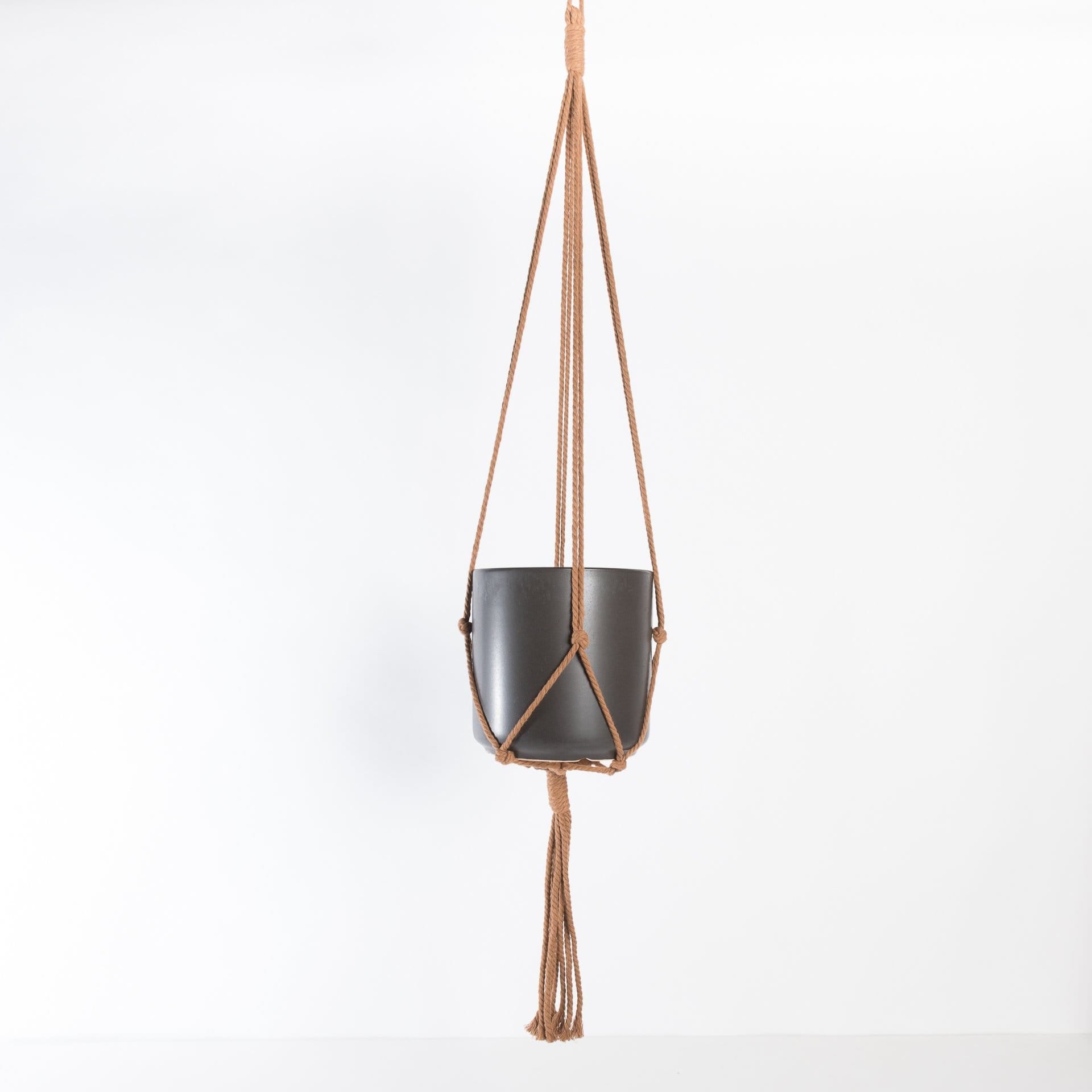 brown macrame plant hanger Macrame Plant Hanger - Coffee Brown