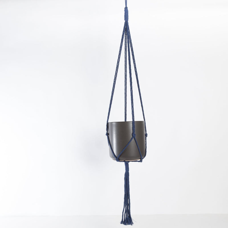 Kytras Keepers Hanger 36" Navy Blue Minimalist Cotton Macrame Plant Hanger