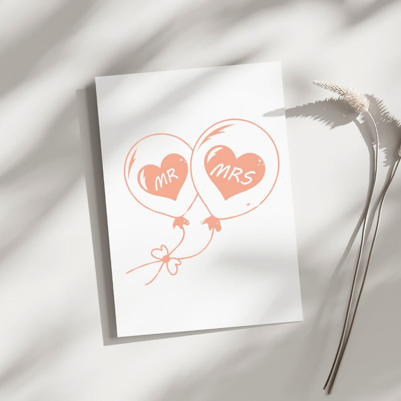 Mr. & Mrs. Balloons - Blank Greeting Card