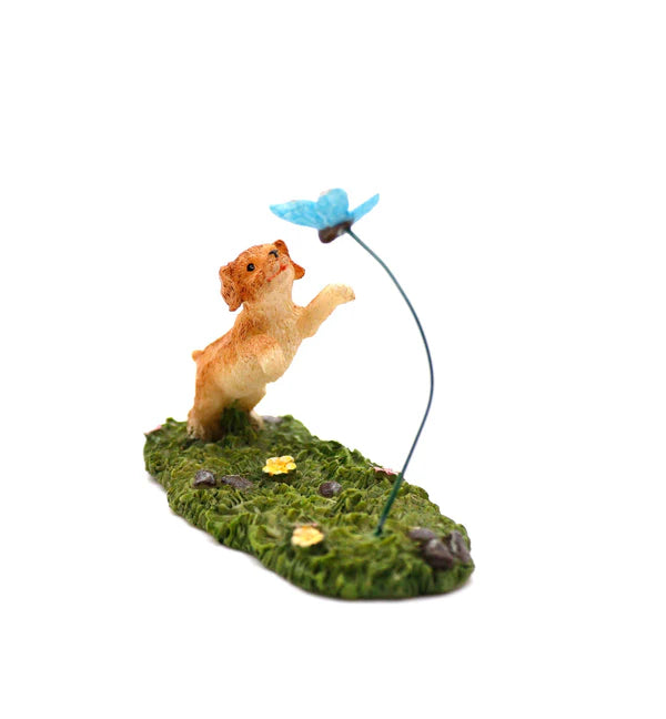 Puppy Chasing Butterfly Figurine
