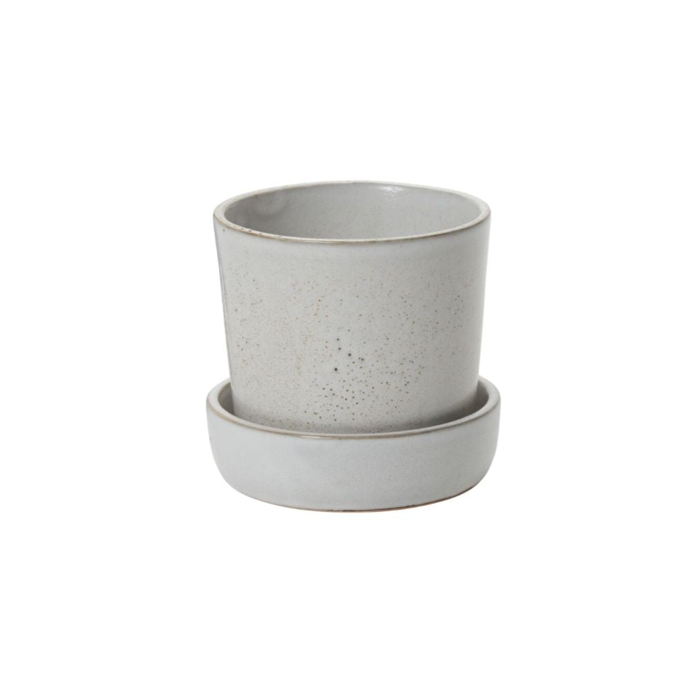 5.25" White Speckle Deep Saucer Planter Set - Urban Sprouts
