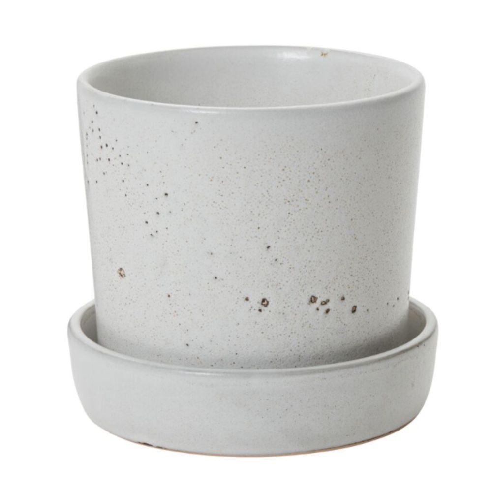 6.75" White Speckle Deep Saucer Planter Set - Urban Sprouts