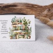 A Library and a Garden - Blank Greeting Card - Urban Sprouts