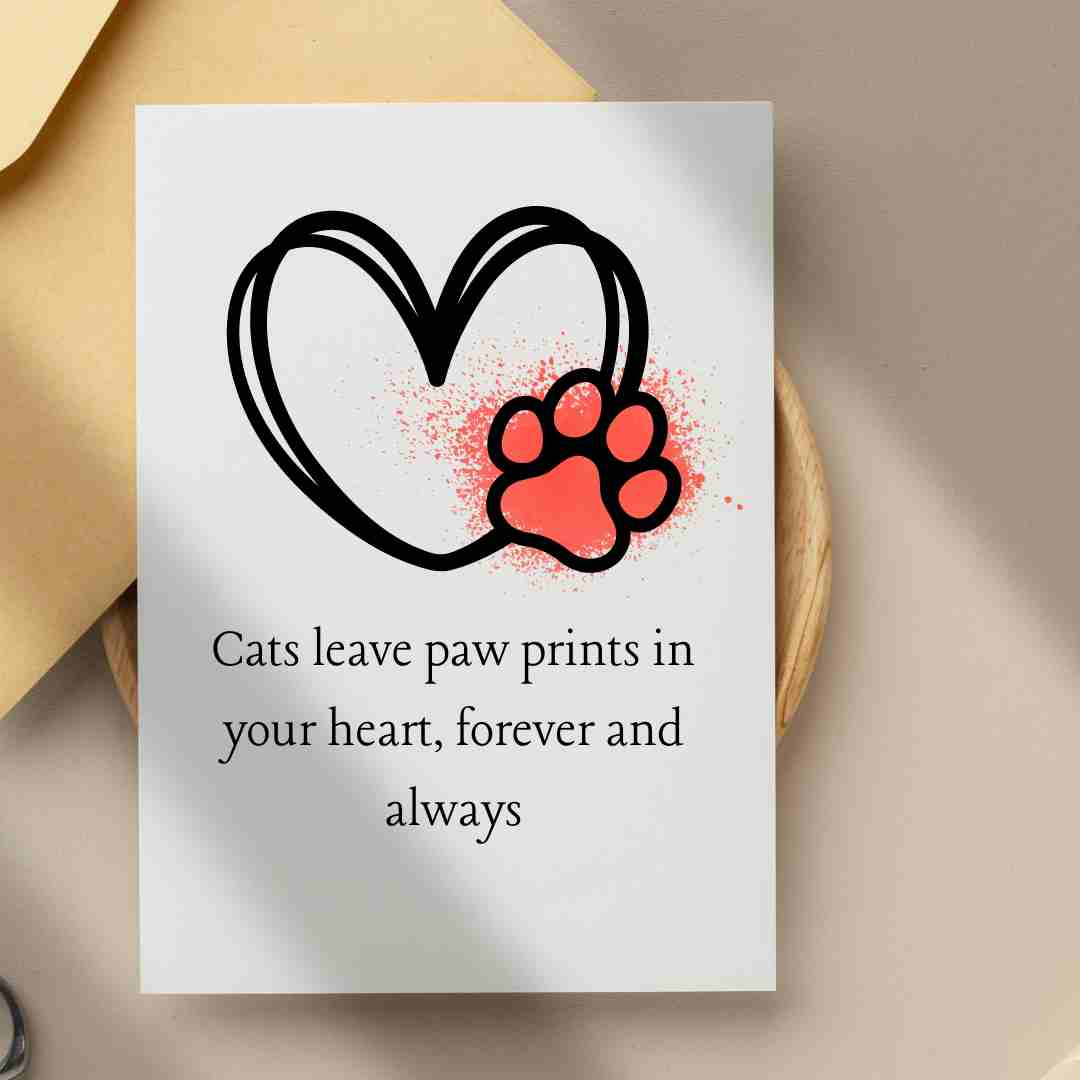 Cats Leave Paw Prints In Our Hearts Forever - Blank Greeting Card