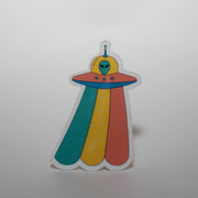 Colorful Abducting Alien Sticker