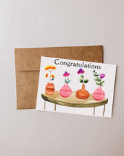 Congratulations Flower Vases - Blank Greeting Card - Urban Sprouts