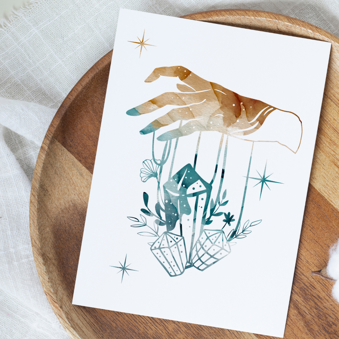 Crystal Hand Blue - Blank Greeting Card - Urban Sprouts