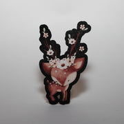 Deer with Floral Antlers Sticker