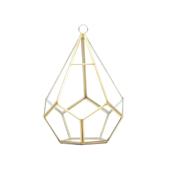 8" Gold Geometric Drop Terrarium Glass - Urban Sprouts