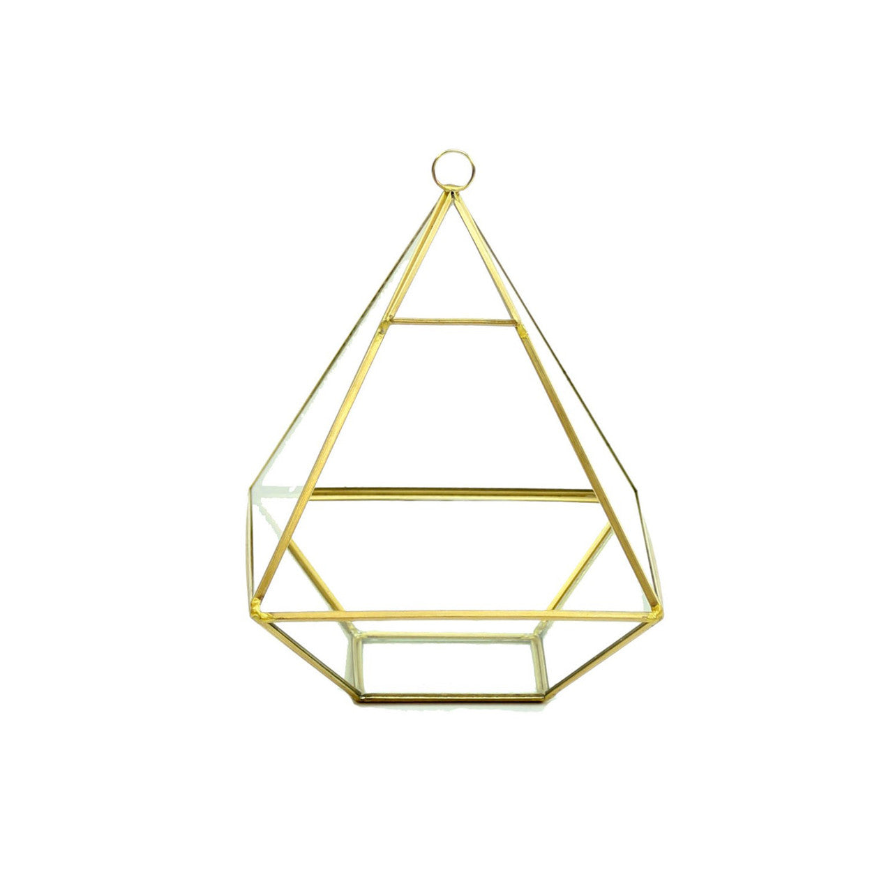 8" Gold Fused Pyramid Glass Terrarium - Urban Sprouts