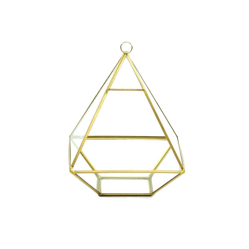 8" Gold Fused Pyramid Glass Terrarium - Urban Sprouts