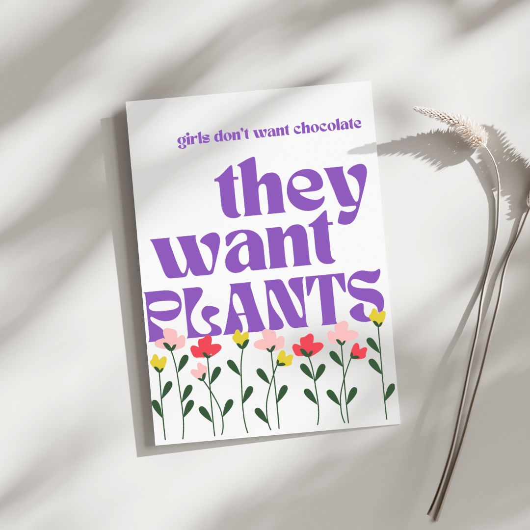 Girls Want Plants - Blank Greeting Card - Urban Sprouts
