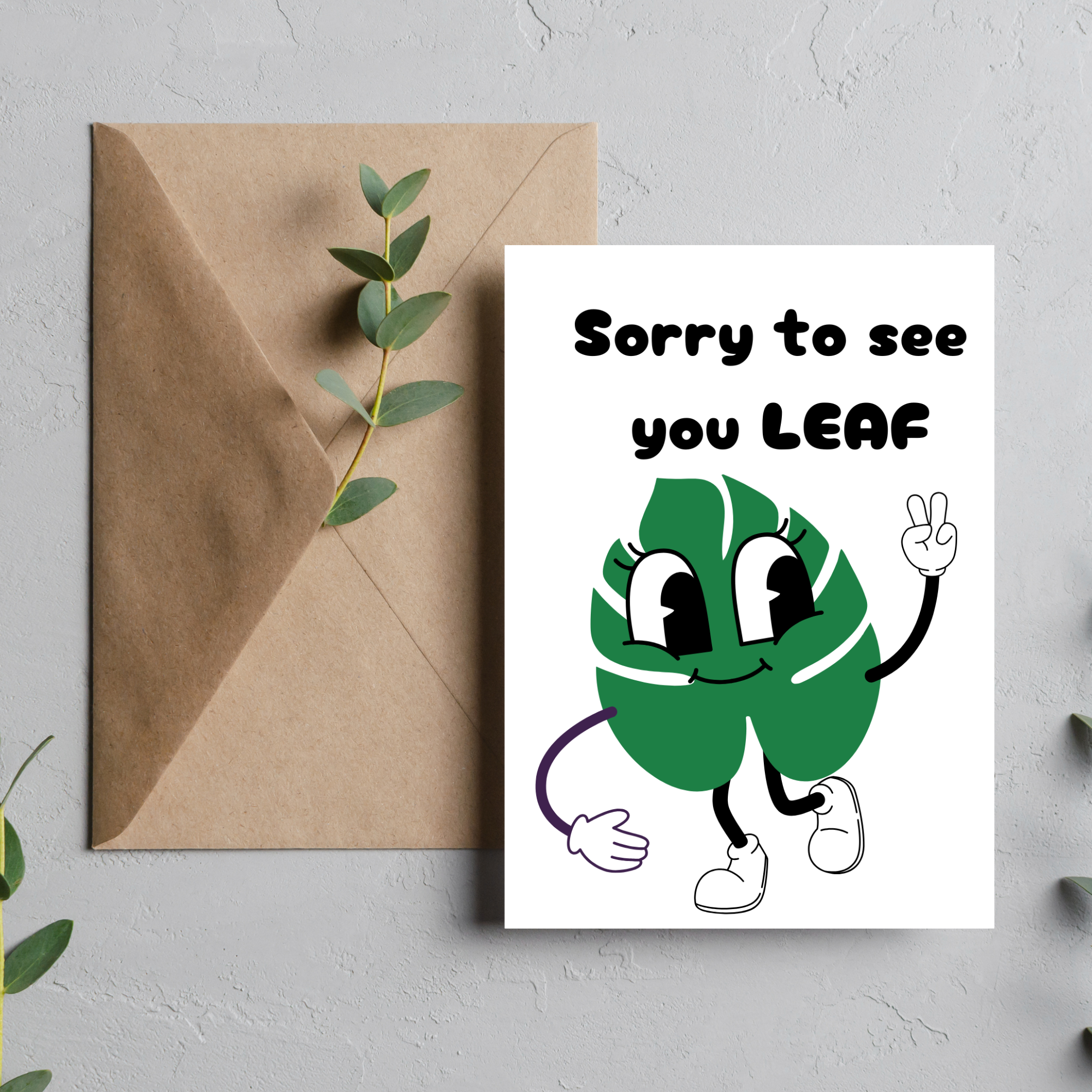 Sorry to see you Leaf - Blank Greeting Card - Urban Sprouts