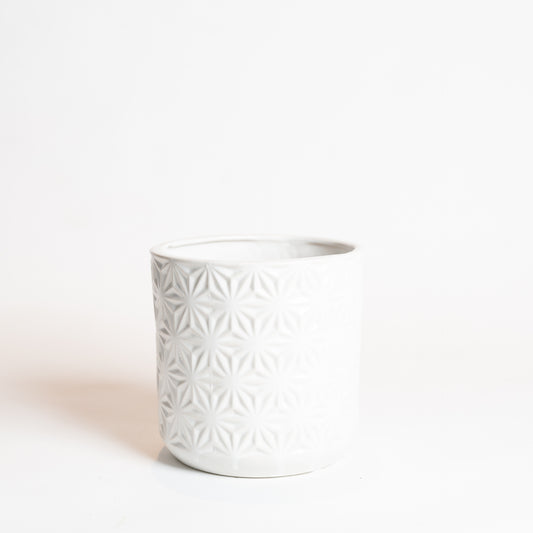 5.5" White Geometric Planter