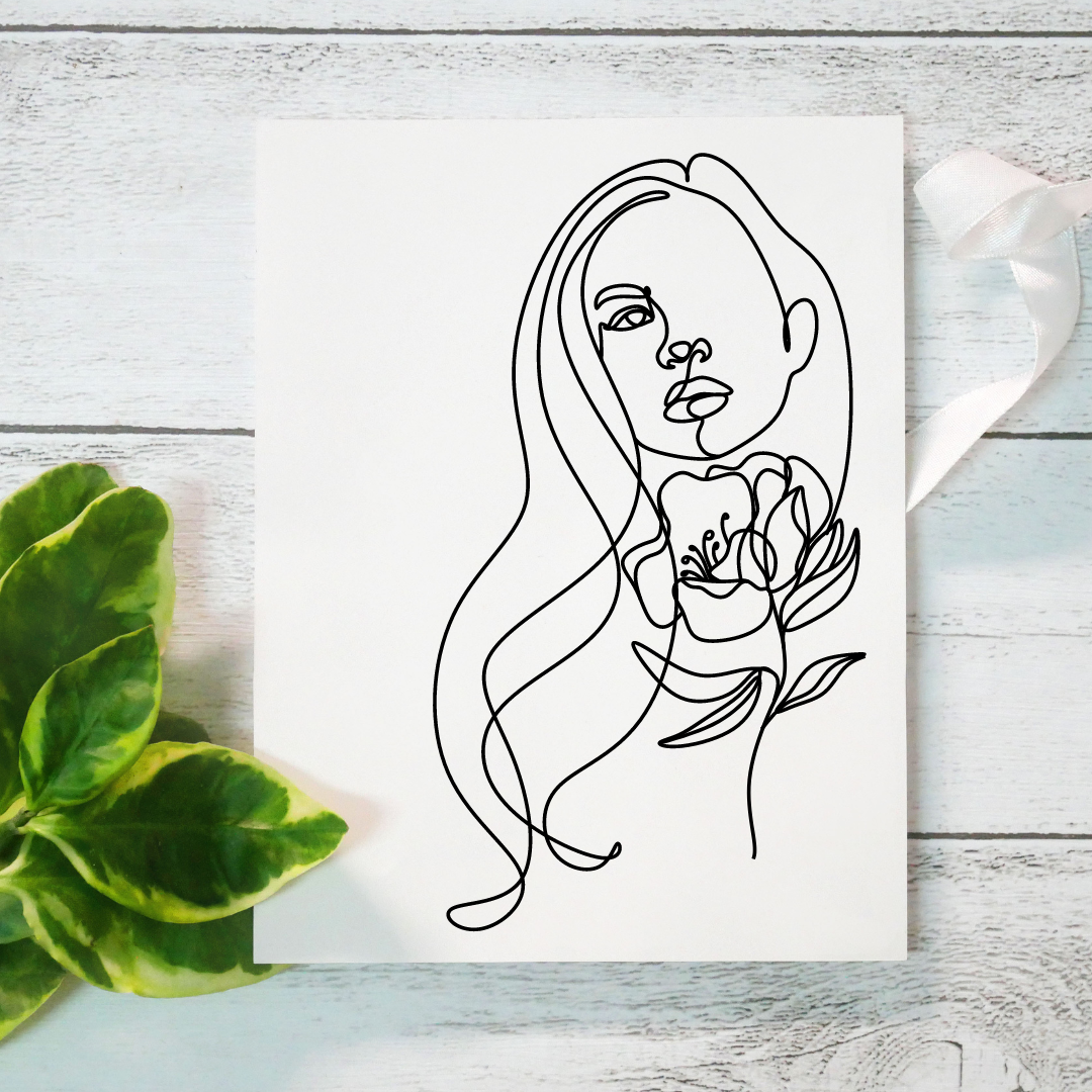 Long Hair Peony - Blank Greeting Card - Urban Sprouts
