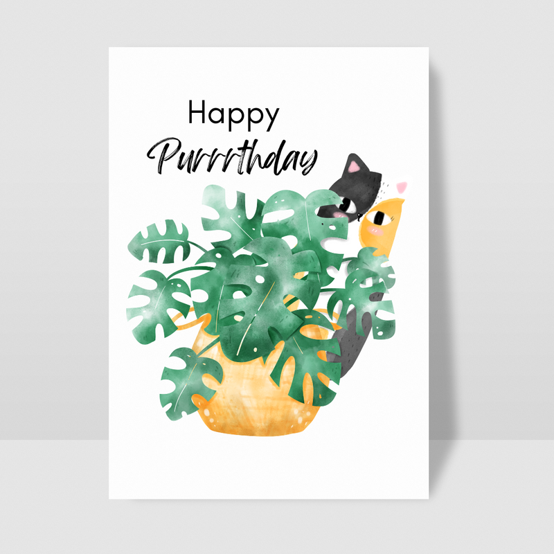 Happy Purrthday - Blank Greeting Card