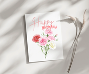 Happy Birthday Carnation - Blank Greeting Card - Urban Sprouts
