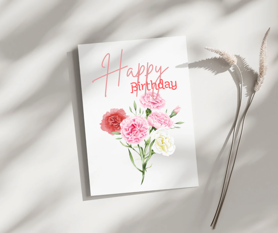 Happy Birthday Carnation - Blank Greeting Card - Urban Sprouts