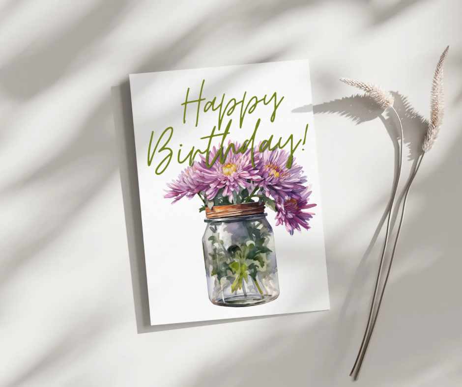 Happy Birthday Chrysanthemum - Blank Greeting Card - Urban Sprouts