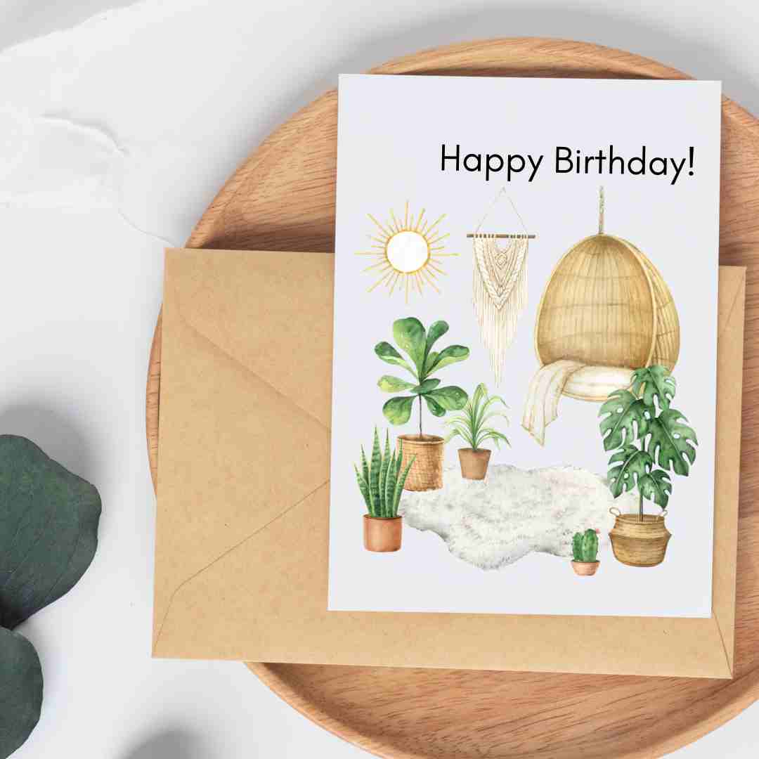 Happy Birthday Hanging Chair - Blank Greeting Card - Urban Sprouts