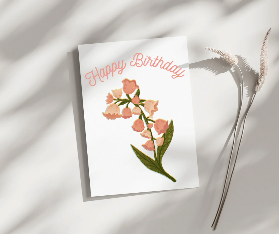 Happy Birthday Lily of the Valley - Blank Greeting Card - Urban Sprouts