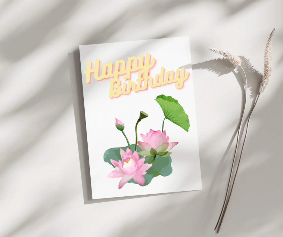 Happy Birthday Lotus - Blank Greeting Card - Urban Sprouts