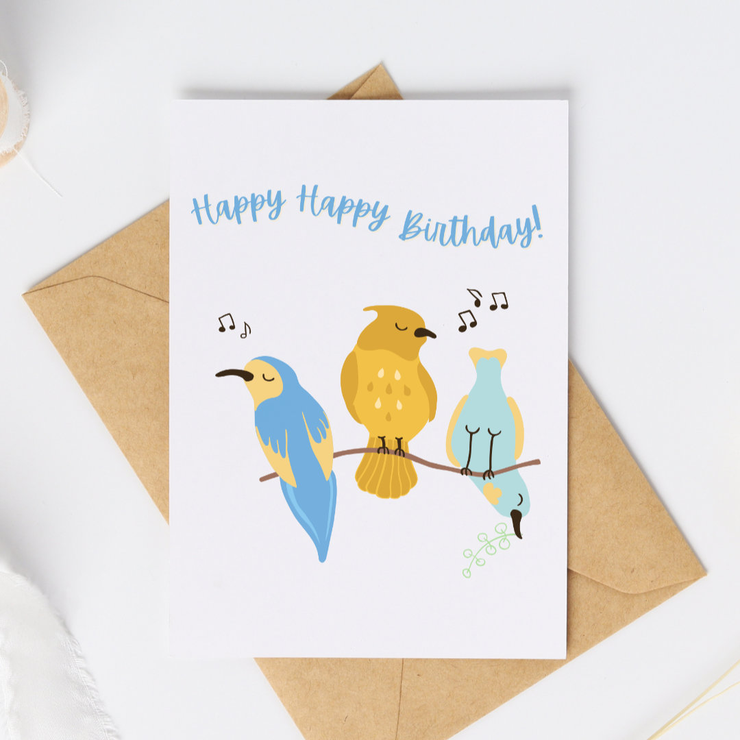 Happy Happy Birthday Songbirds - Blank Greeting Card - Urban Sprouts