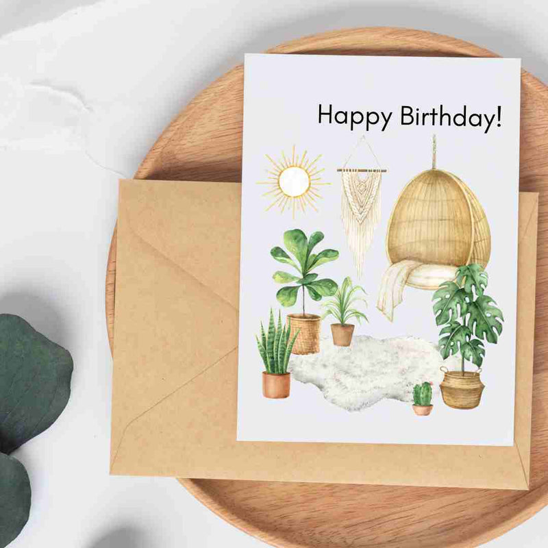 Happy Birthday Hanging Chair - Blank Greeting Card