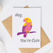 Hey, You're Cute - Blank Greeting Card - Urban Sprouts