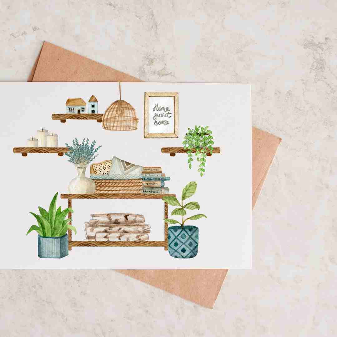 Home Sweet Home Plant Wall - Blank Greeting Card