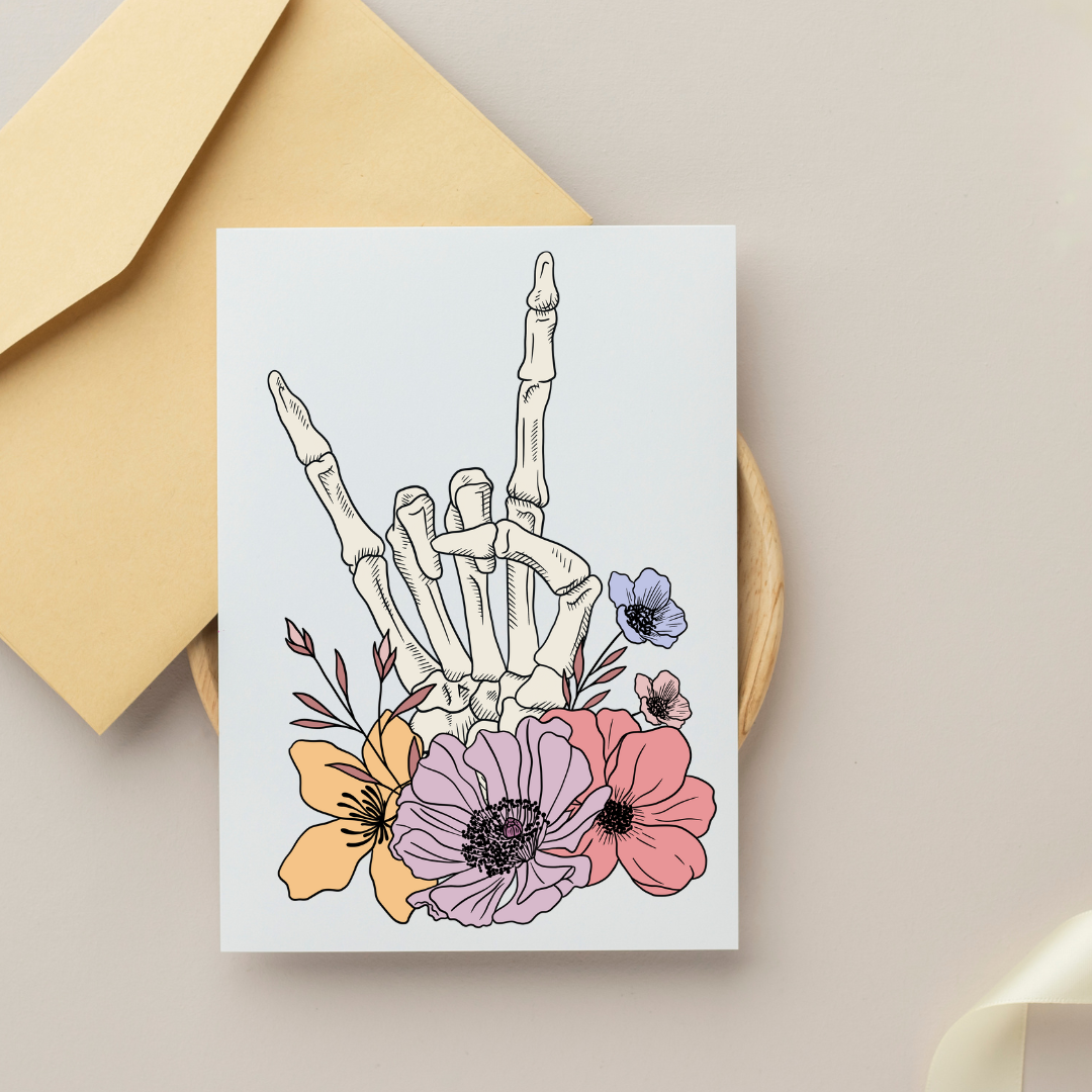 I Love You Skeleton Hand - Blank Greeting Card - Urban Sprouts