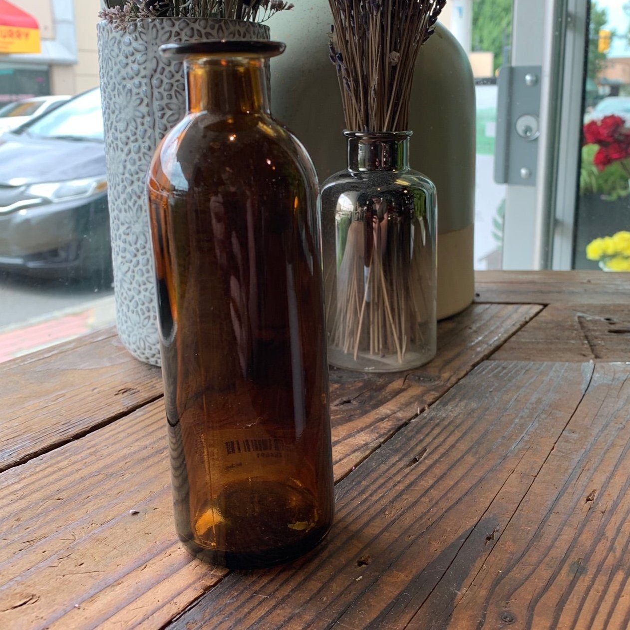 6" Amber Bottle Vase