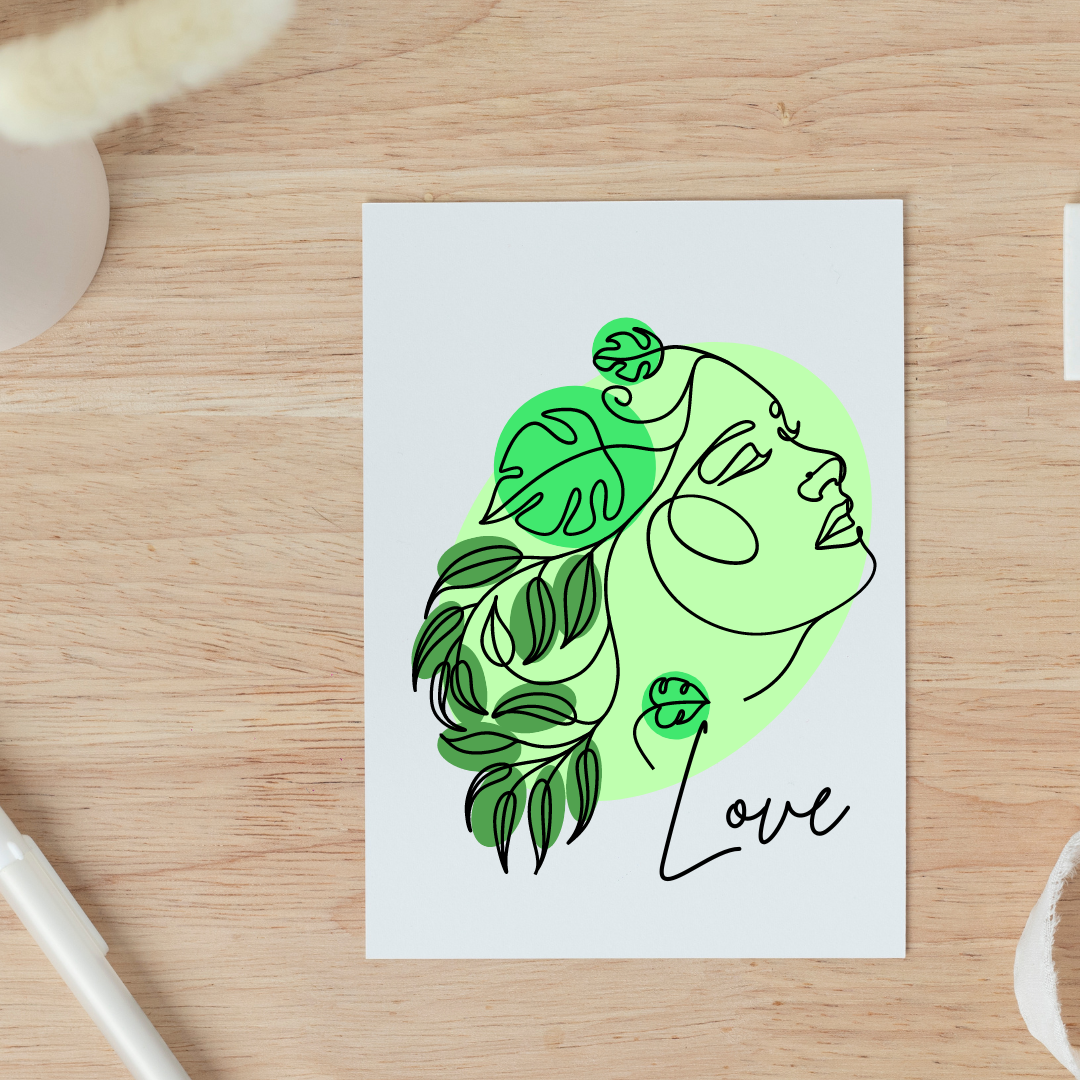 Love Green Goddess - Blank Greeting Card