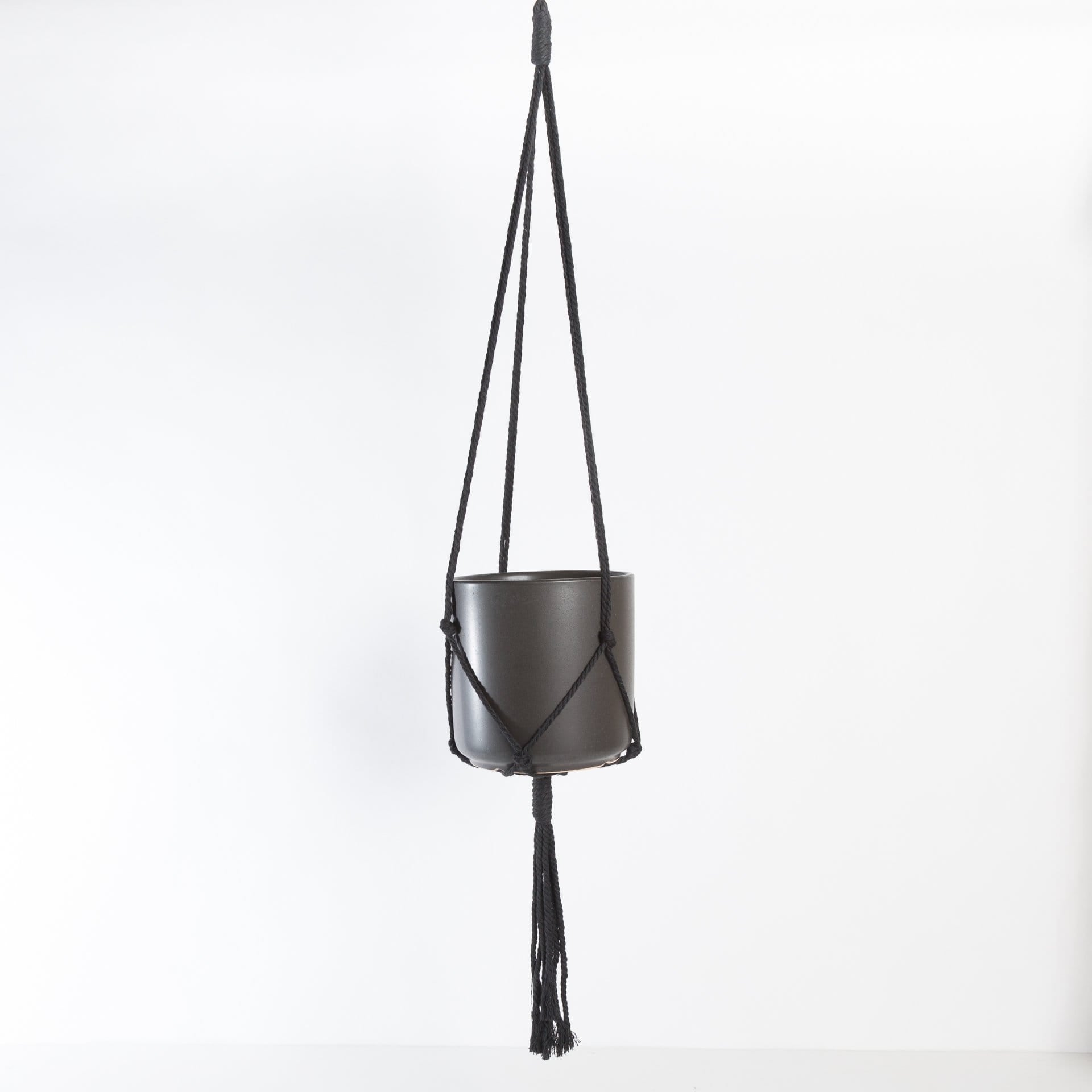 Kytras Keepers Hanger 36" Black Minimalist Cotton Macrame Plant Hanger