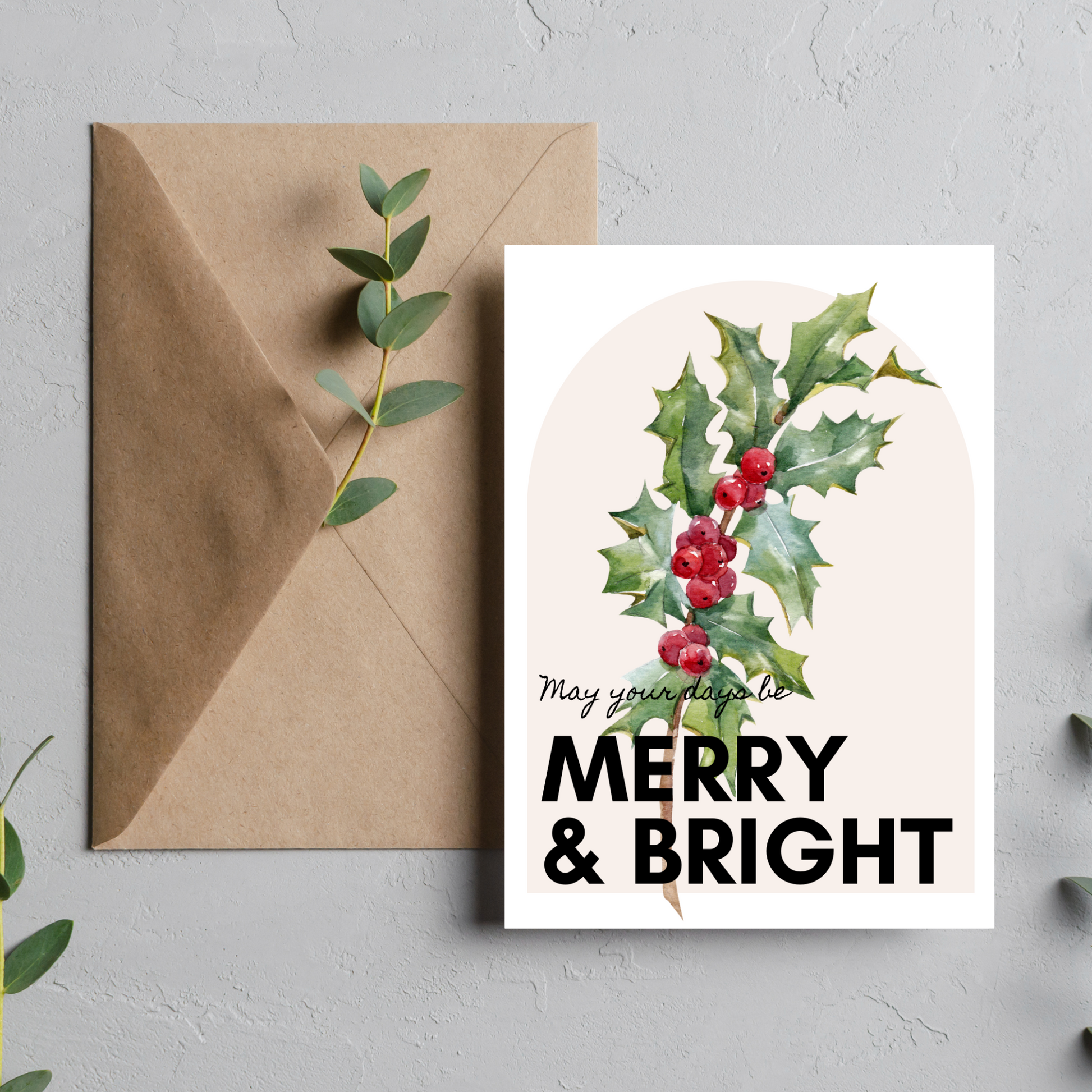 Merry and Bright - Blank Greeting Card - Urban Sprouts