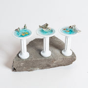 Mini Birdbath with Bird & Leaves - Urban Sprouts