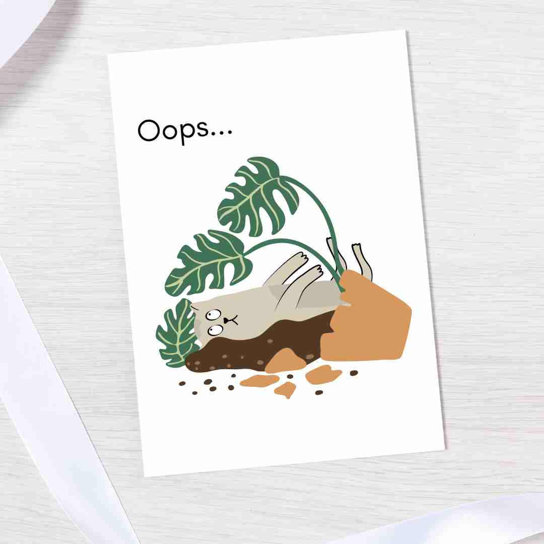 Oops Cat - Blank Greeting Card