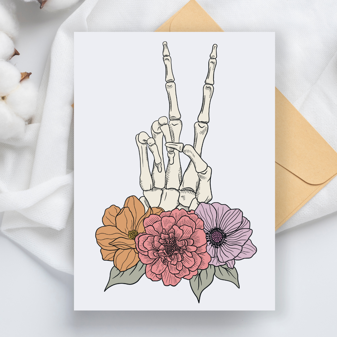 Peace Skeleton Hand - Blank Greeting Card