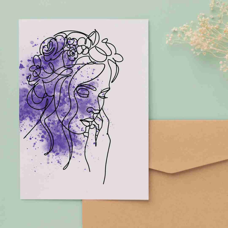 Purple Flower Crown - Blank Greeting Card