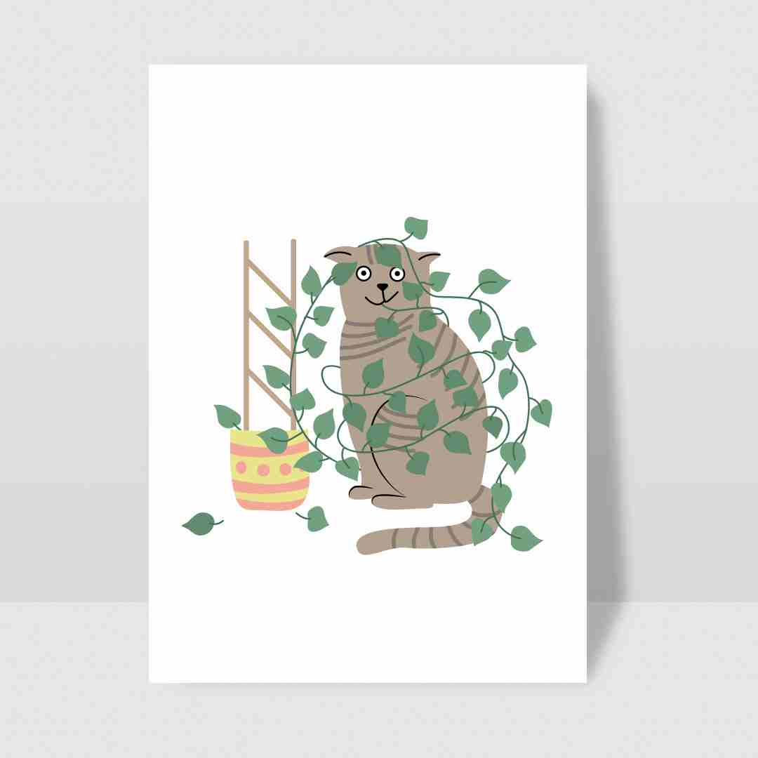 Tangled Cat - Blank Greeting Card