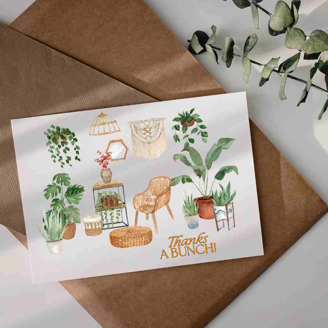 Thanks A Bunch Rattan Room - Blank Greeting Card - Urban Sprouts