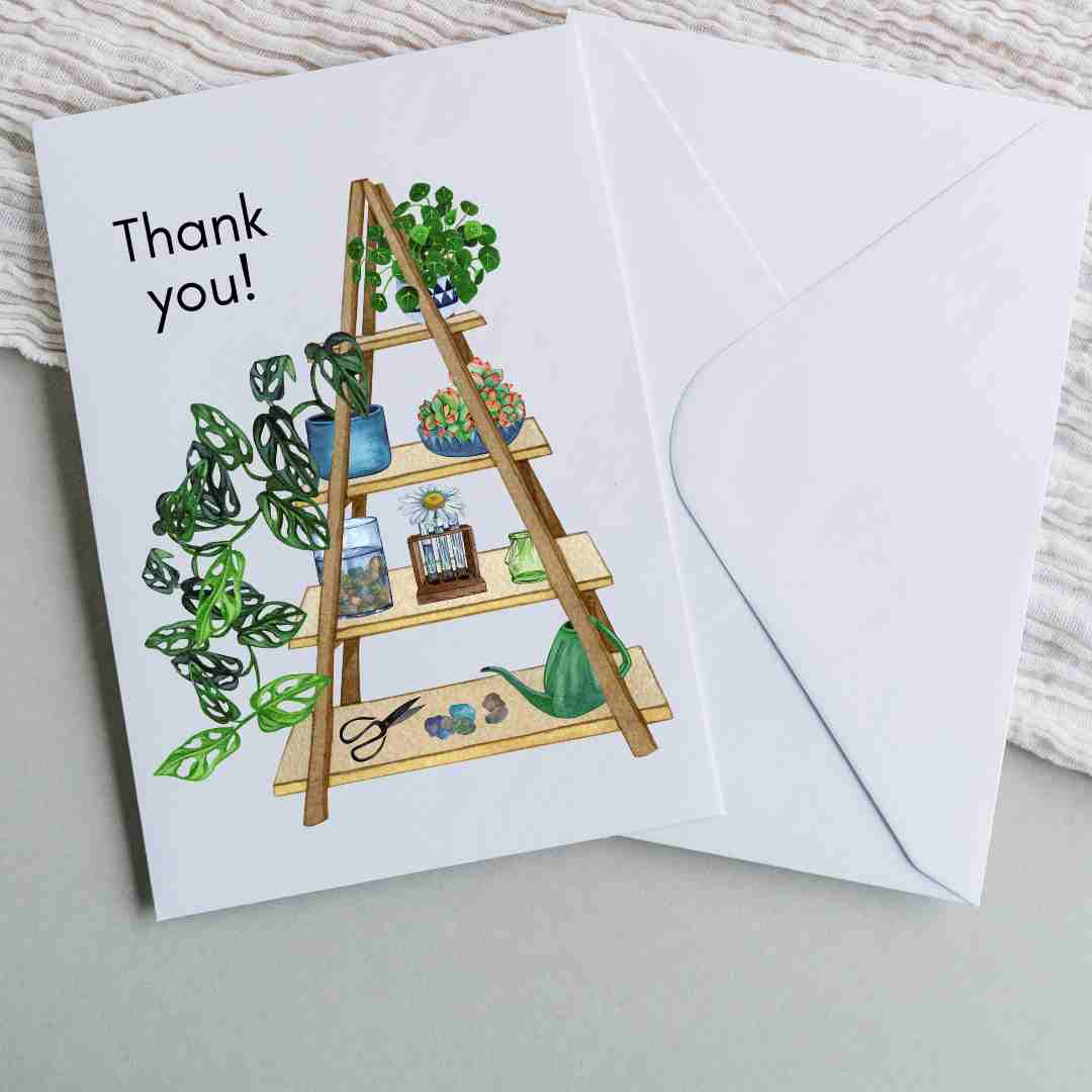 Thank You Plant Ladder Shelf - Blank Greeting Card