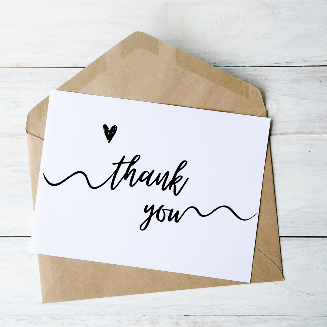 Thank You Script - Blank Greeting Card