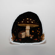Hedgehog and Mouse Mushroom Sticker