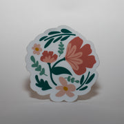 Red Floral Circular Sticker